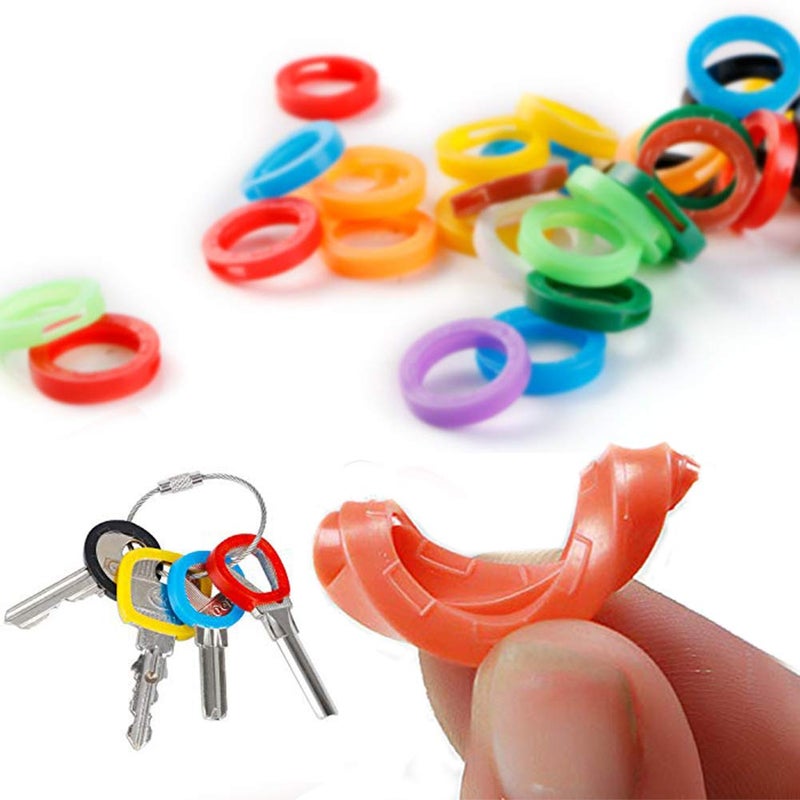 Oubaka 20 Pack Silicone Key Cap Tags,Plastic Key Identifier Rings,Key ID Rings,2Pcs Each Color,10 Colors in Total - Image 5